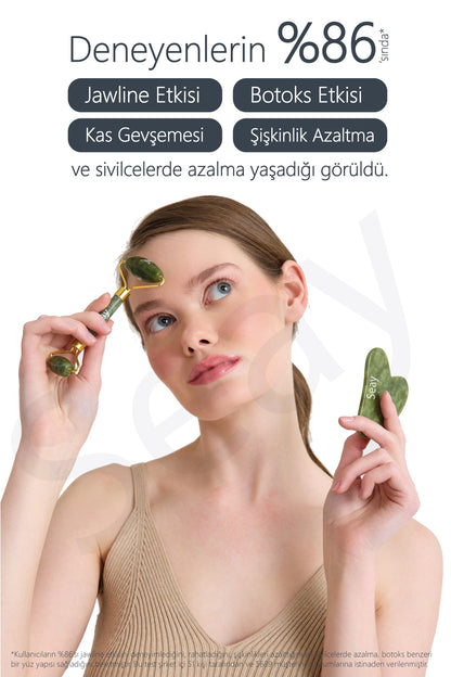 Detoksiva Jade Gua Sha & Roller Seti