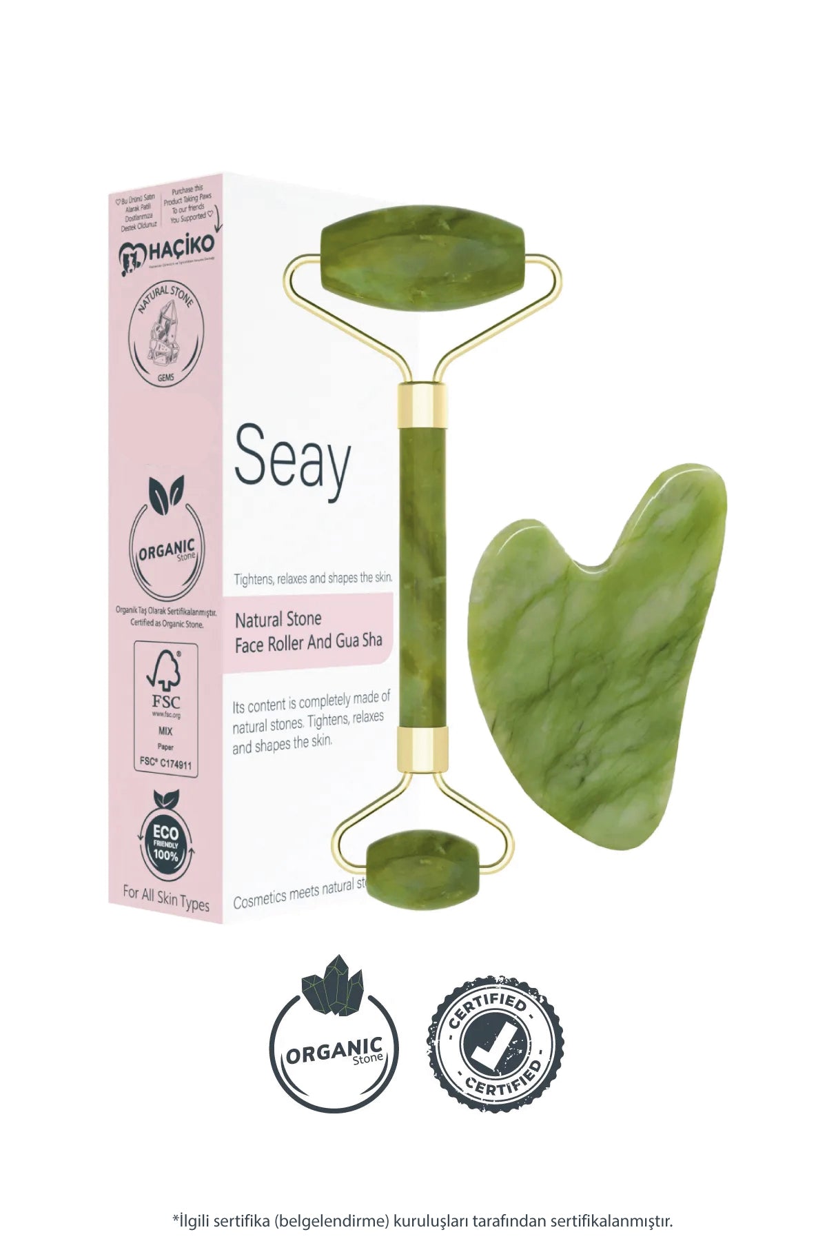 Detoksiva Jade Gua Sha & Roller Seti