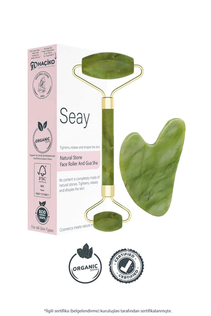 Detoksiva Jade Gua Sha & Roller Seti