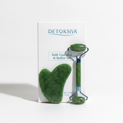 Detoksiva Jade Gua Sha & Roller Seti