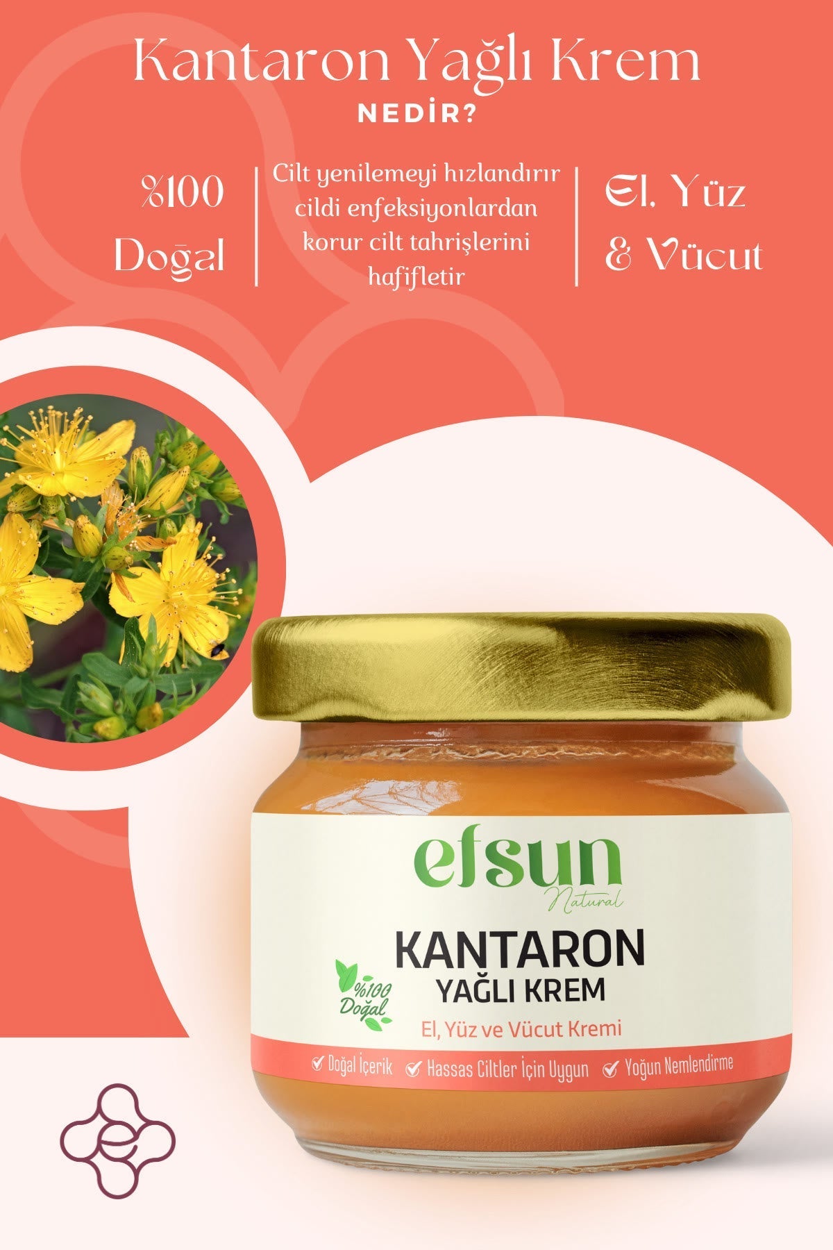 %100 Doğal Kantaron Yağlı Bakım Kremi  — Akne ve Leke Karşıtı 29ml